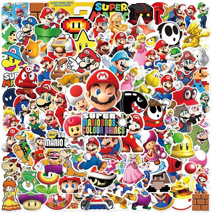 100pcs Cartoon Super Mario BROS. Stickers for Kids, Vinyl Waterproof Mario Decal for Water Bottle Laptop Toy Sticker for DIY Decorate Bumper Phone Hard Hat Kids Teens Gifts (Mar100)