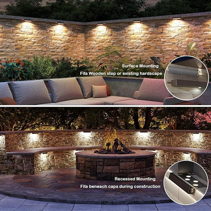 7 Inch LED Retaining Wall Light, 5W Hardscape Paver Light 5CCT 2200K-5000K Tunable White, 12-24V Low Voltage Outdoor Step Light, 270° Rotatable ETL Listed Landscape Lighting for Patio, Deck, Stairs