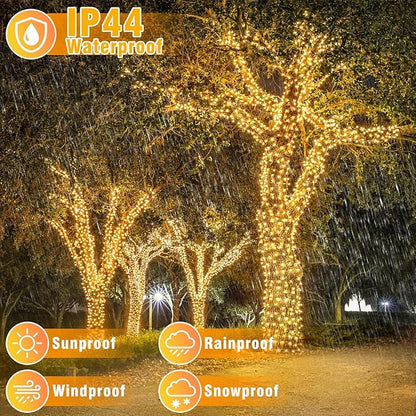 165FT 500 LED Outdoor String Lights, Warm White Christmas Lights Indoor Waterproof, 8 Modes Plug in Twinkle Fairy Lights for Outside Bedroom Garden Patio Party Wedding Holiday Decorations