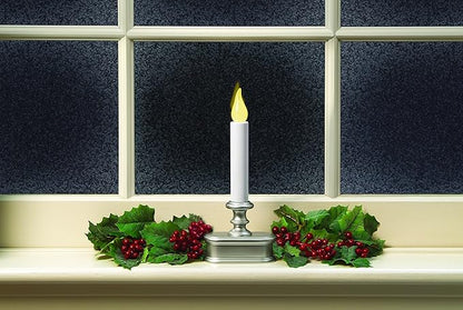 Xodus Innovations FPC1221P Battery Operated LED Dusk to Dawn Window Candle Polycarbonate, with Realistic Amber Flame, Pewter
