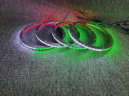 4PCS 6.5" RGB Dream Color Chasing Symphony LEDs Addressable Speaker Rings Lights with Wireless RF Remote Bluetooth App Control Coaxial Speaker Lights Slingshot