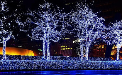 612 Vermont 100 Blue Christmas Lights on a White Wire String, UL Approved, Indoor/Outdoor Use, 18’ of Lighted Length, 20’ of Total Length