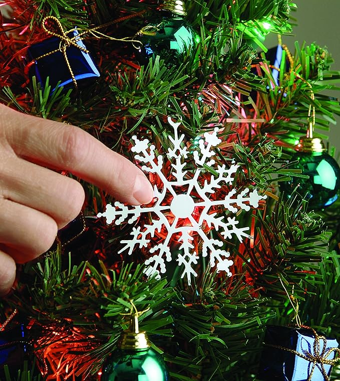 Xodus Innovations 1225LS Snowflake Metal Ornaments with On/Off Touch Control Ornament for Christmas Tree Lights, 7.5 inches White,