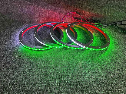 4PCS 6.5" RGB Dream Color Chasing Symphony LEDs Addressable Speaker Rings Lights with Wireless RF Remote Bluetooth App Control Coaxial Speaker Lights Slingshot