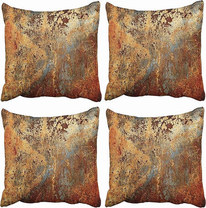 Emvency Set of 4 Throw Pillow Covers Brown Rust Colorful Metal Rusty Steel Iron Structure Wall Door Modern Abstract Decorative Square 16x16 Inches Pillowcases Home Decor Cases Cover