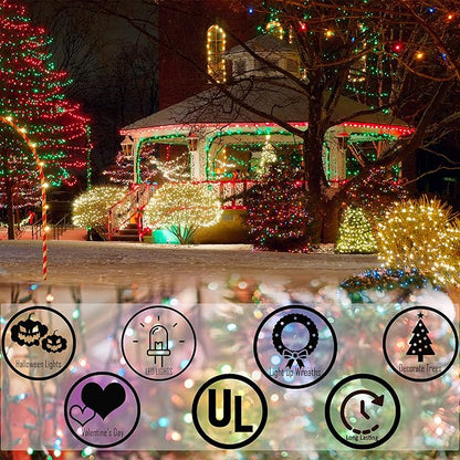 Holiday Essence 100 LED Multi Color Christmas String Lights Set, 26.9 Ft White Wire Indoor Outdoor Use Décor for Easter Wedding Bedroom Home Christmas Tree Traditional Decoration, UL Certified