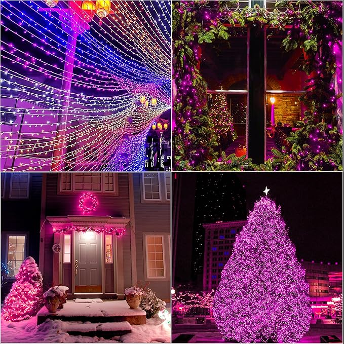 LAMPHOME 33ft Valentine Lights String, 100 LED Green Wire Pink Fairy Starry String Lights Plug in,16 Lighting Modes for Valentines Day Tree Decorations Wedding Party Decoration (Pink)