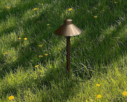 GKOLED Solid Brass Pathway Lights, Low Voltage LED Landscape Path Light, Outdoor Waterproof Accent Lighting, 12V AC/DC, 2700K Warm White, with 3W G4 LED Bulb & Large Rugged Slot Spike, 2 Pack