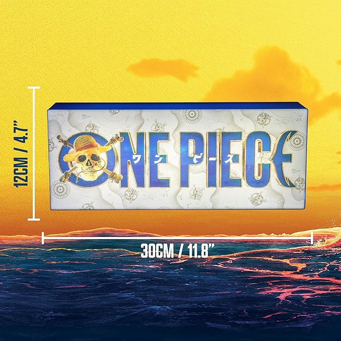 Paladone One Piece Logo Box Light, Officially Licensed Netflix Anime LED Lamp, Straw Hat Pirates Gifts for Pop Culture Fans, Battery Powered Home Décor
