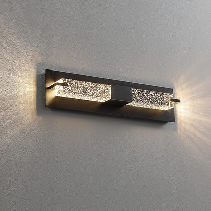 WOSHITU LED Wall Sconce Light: 19 Inch Black Modern Sconces Wall Lighting 3000K Dimmable Crystal Wall Lamps Indoor Bathroom Sconce Wall Mount Light Fixtures for Living Room/Bedroom/Hallway