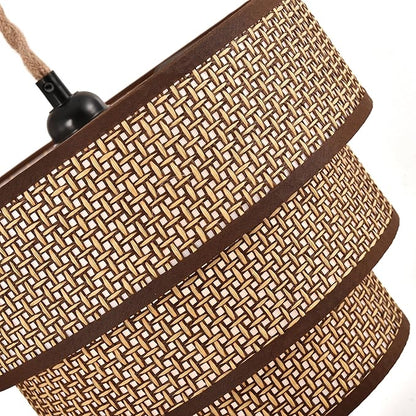 XININSUN Rattan Plug in Pendant Light Boho Wicker Lampshade Hanging Lights with Plug in Cord Plug in Chandelier for Bedroom Kitchen Dining Room Island