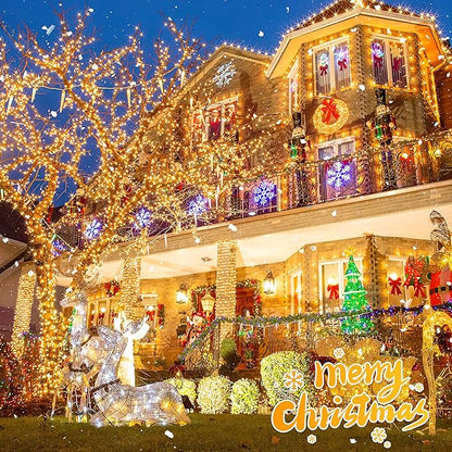 165 FT 500 LED Christmas Lights Outdoor Indoor, Plug in Warm White String Lights for Outside Waterproof, Connectable Clear Wire Twinkle Light for Christmas Tree Bedroom Classroom Party Decor